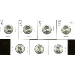 USA 25 cents  1947-S, lot of 7 pieces. 