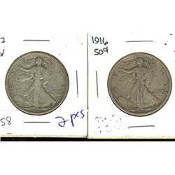 USA  50 cents  1916 edge bump, 1917D 