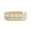 Image 2 : 1 CTW Mens Round Diamond Flat Top Ring 10kt Yellow Gold - REF-71Y9X