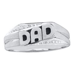 0.01 CTW Mens Round Diamond Dad Father Ring 14kt White Gold - REF-19F2M