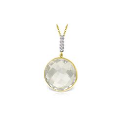 Genuine 18.08 ctw White Topaz & Diamond Necklace 14KT Yellow Gold - REF-50V3W