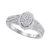 Image 1 : 1/3 CTW Diamond Oval Cluster Bridal Wedding Engagement Ring 10kt White Gold - REF-22F8M