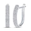 Image 1 : 1/4 CTW Round Diamond Triple Row Hoop Earrings 10kt White Gold - REF-16M8A