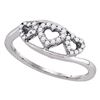 Image 1 : 1/5 CTW Round Diamond Triple Heart Ring 10kt White Gold - REF-15N5Y