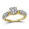 Image 1 : 5/8 CTW Round Diamond Cluster Bridal Wedding Engagement Ring 10kt Yellow Gold - REF-39N3Y