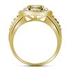 Image 2 : 3/4 CTW Mens Round Diamond Square Frame Cluster Ribbed Ring 10kt Yellow Gold - REF-69H3W