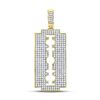 Image 1 : 1 CTW Mens Round Diamond Razor Blade Charm Pendant 10kt Yellow Gold - REF-47F9M