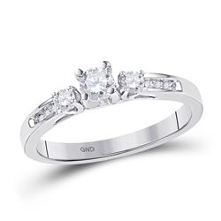 1/2 CTW Round Diamond 3-stone Bridal Wedding Engagement Ring 10kt White Gold - REF-45M6A