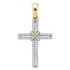 Image 1 : 1/5 CTW Round Diamond Bound Cross Pendant 10kt Yellow Gold - REF-15M5A