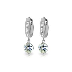 Genuine 2.28 ctw Aquamarine & Diamond Earrings 14KT White Gold - REF-56T2A