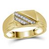 Image 1 : 1/12 CTW Mens Round Diamond Diagonal Row Flat Top Fashion Ring 10kt Yellow Gold - REF-16Y8X