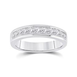 1 CTW Princess Channel-set Diamond Single Row Wedding Ring 14kt White Gold - REF-95R9H