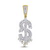 Image 1 : 3/8 CTW Mens Round Diamond Dollar-Sign Charm Pendant 10kt Yellow Gold - REF-24K3R