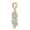 Image 2 : 3/8 CTW Mens Round Diamond Dollar-Sign Charm Pendant 10kt Yellow Gold - REF-24K3R