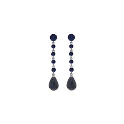 Genuine 31.6 ctw Sapphire Earrings 14KT White Gold - REF-55M2T