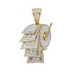 Image 1 : 2 & 7/8 CTW Mens Round Diamond Dollar Bill Toilet Paper Roll Charm Pendant 10kt Yellow Gold - REF-14