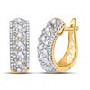 Image 1 : 3/4 CTW Round Diamond Crisscrossed Openwork Hoop Earrings 10kt Yellow Gold - REF-51T5K