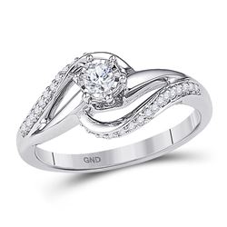 1/5 CTW Round Diamond Solitaire Swirl Bridal Wedding Engagement Ring 10kt White Gold - REF-24M3A