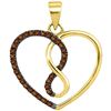 Image 1 : 1/8 CTW Round Brown Diamond Heart Infinity Pendant 10kt Yellow Gold - REF-9Y6X