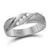 Image 1 : 1/6 CTW Mens Round Diamond Wedding Channel Set Ring 10kt White Gold - REF-39R3H