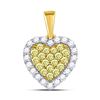 Image 1 : 7/8 CTW Round Yellow Diamond Heart Frame Pendant 14kt Yellow Gold - REF-57X5T