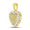 Image 2 : 7/8 CTW Round Yellow Diamond Heart Frame Pendant 14kt Yellow Gold - REF-57X5T