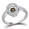 Image 1 : 3/8 CTW Round Diamond Teardrop Moving Solitaire Ring 10kt White Gold - REF-54H3W