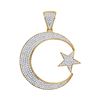 Image 1 : 3/4 CTW Mens Round Diamond Star & Crescent Charm Pendant 10kt Yellow Gold - REF-41W9F