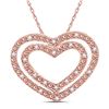 Image 1 : 1/12 CTW Round Diamond Double Heart Pendant 10kt Rose Gold - REF-9A6N