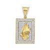 Image 1 : 1/2 CTW Mens Round Diamond Praying Hands Frame Charm Pendant 10kt Yellow Gold - REF-35F9M