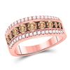 Image 1 : 1 CTW Round Brown Diamond Contoured Ring 10kt Rose Gold - REF-69T3K