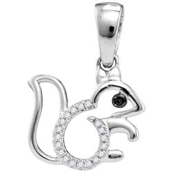 1/20 CTW Round Diamond Squirrel Critter Pendant 10kt White Gold - REF-8T4K