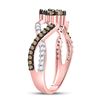Image 3 : 1/2 CTW Round Brown Diamond Cluster Twist Ring 10kt Rose Gold - REF-24K3R