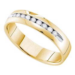 1/2 CTW Mens Round Diamond Single Row Channel-set Wedding Ring 14kt Yellow Gold - REF-65H9W