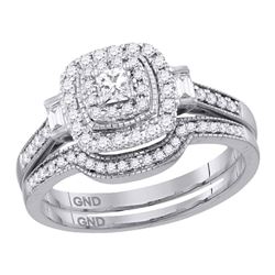 1/2 CTW Princess Diamond Bridal Wedding Engagement Ring 14kt White Gold - REF-63X5T