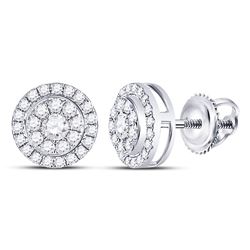 1/4 CTW Round Diamond Solitaire Cluster Stud Earrings 14kt White Gold - REF-22W8F