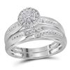 Image 2 : 1/3 CTW His & Hers Round Diamond Cluster Matching Bridal Wedding Ring 14kt White Gold - REF-51A3N