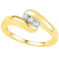 1/8 CTW Round Diamond 3-stone Promise Bridal Ring 10kt Yellow Gold - REF-18T3K