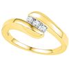 Image 1 : 1/8 CTW Round Diamond 3-stone Promise Bridal Ring 10kt Yellow Gold - REF-18T3K