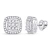 Image 1 : 1/2 CTW Round Diamond Square Frame Cluster Earrings 10kt White Gold - REF-28X8T