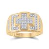 Image 1 : 1/3 CTW Mens Round Diamond Cross Cluster Ring 10kt Yellow Gold - REF-33W3F
