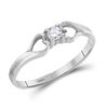 Image 1 : 1/10 CTW Round Diamond Solitaire Heart Promise Bridal Ring 10kt White Gold - REF-13H2W