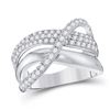 Image 1 : 1 CTW Round Diamond Modern Crossover Ring 14kt White Gold - REF-93M3A