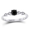 Image 1 : 1/3 CTW Round Black Color Enhanced Diamond Solitaire Bridal Wedding Ring 10kt White Gold - REF-16F8M