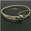 Image 3 : Antique Art Deco 14k Yellow Gold and Platinum Sapphire and Diamond Snake Bangle