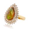 Image 2 : 3.34 ctw Opal and 1.82 ctw Diamond 14K Yellow Gold Ring