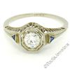 Antique Art Deco 18kt White Gold 0.46 ctw European Diamond Solitaire Filigree En