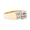 Image 1 : 0.50 ctw Diamond "RS" Initial Men's Ring - 14KT Yellow Gold