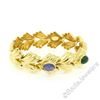 Image 4 : 14kt Yellow Gold 6.81 ctw Multi Gemstone Ribbed Wide Leaf Chain Bracelet