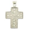 14K White Gold Petite .20 ctw Round Pave Set Diamond Textured Cross Pendant 2.43